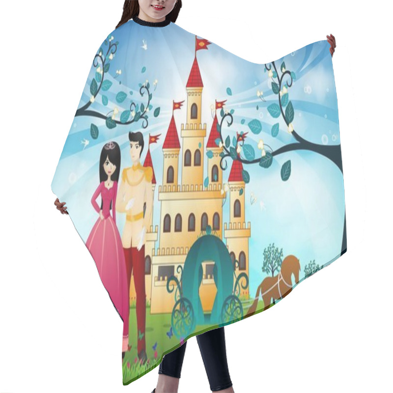 Personality  Beautiful Princess, Castle And Cart Hair Cutting Cape