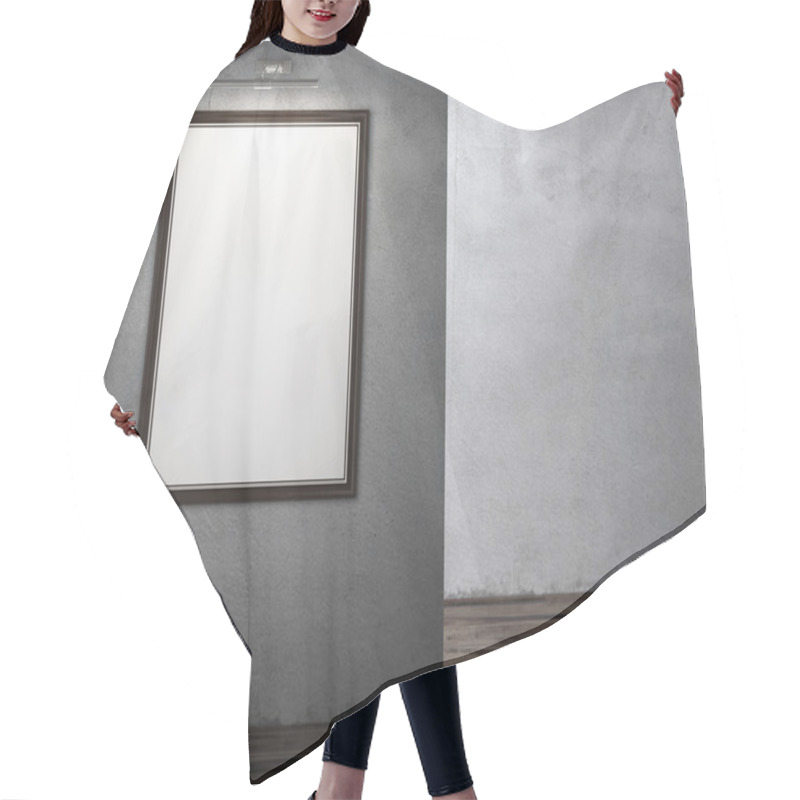 Personality  Interior With Empty Wooden Frame Hair Cutting Cape