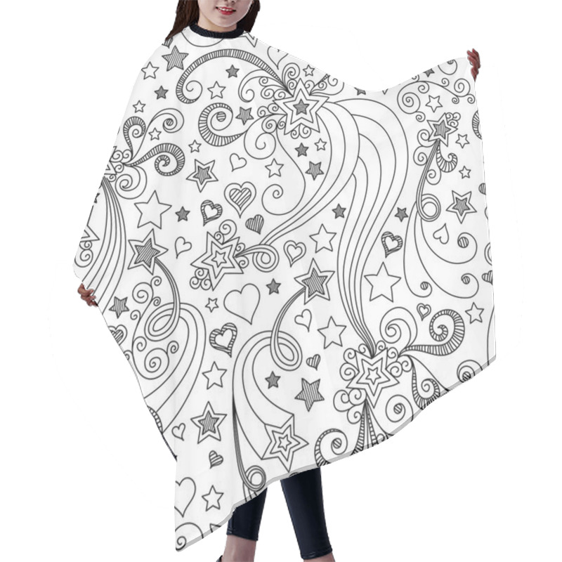 Personality  Vector Seamless Black And White Star Pattern Hair Cutting Cape