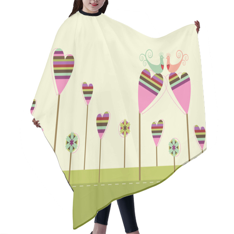 Personality  Love Birds In The Love Garden Hair Cutting Cape