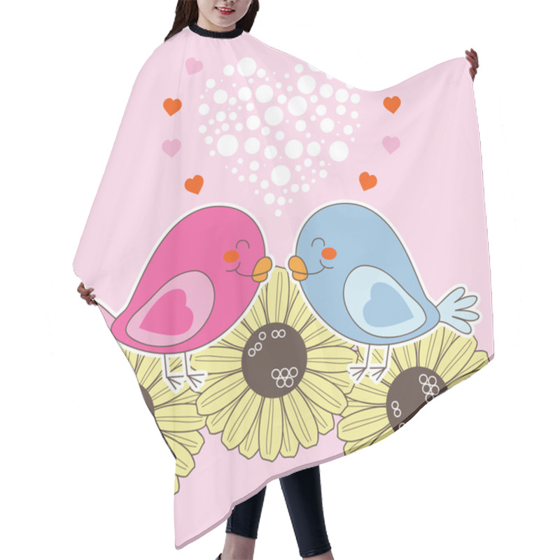 Personality  Valentine Love Birds Hair Cutting Cape