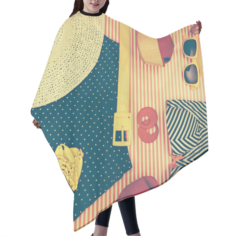 Personality  Still Life Of Retro Beach Themed Womens Clothing Hair Cutting Cape