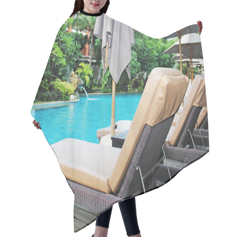 Personality  Beautiful Swimming Pool In The Tropics Resort Hair Cutting Cape