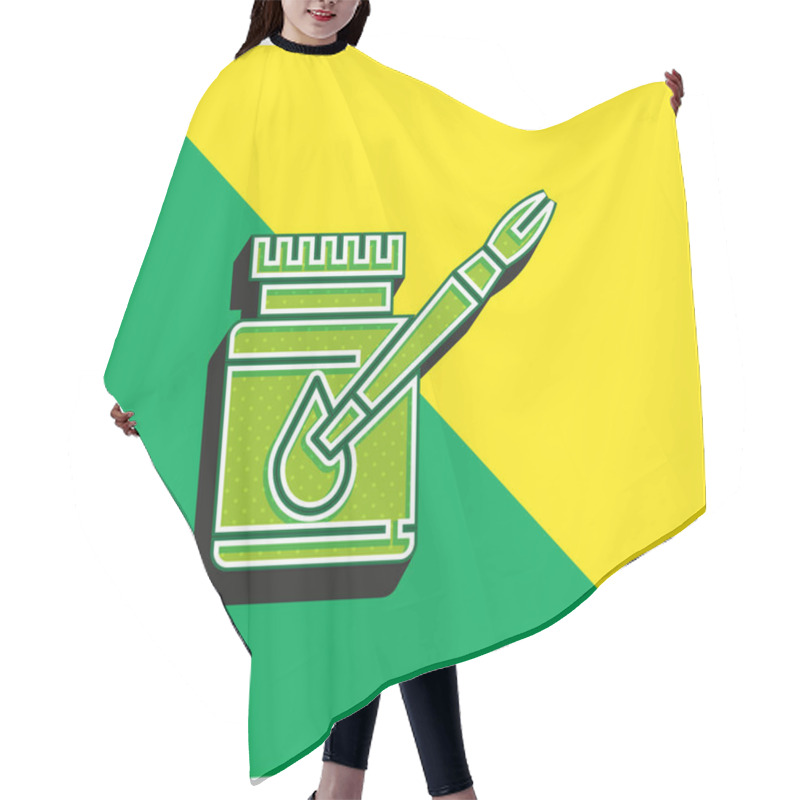 Personality  Acrylics Green And Yellow Modern 3d Vector Icon Logo Hair Cutting Cape