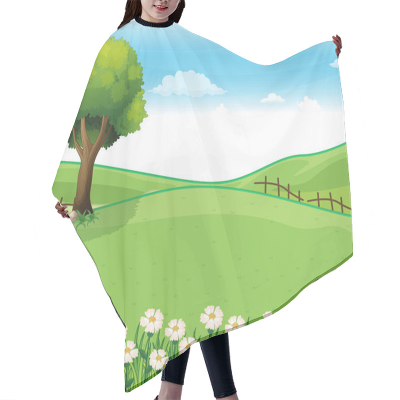 Personality  A Hilltop With A Garden And A Giant Tree Hair Cutting Cape