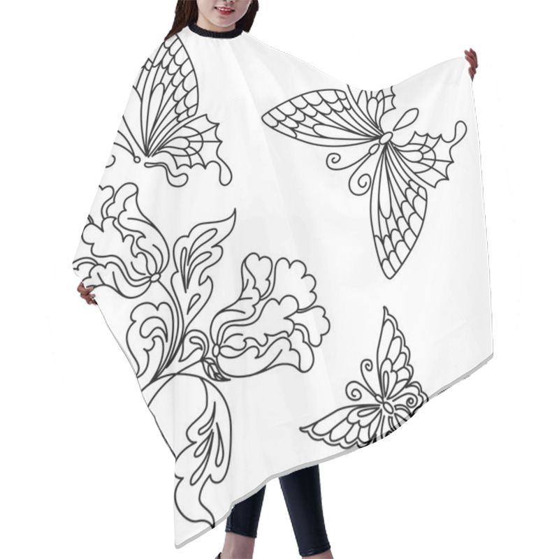 Personality  Flowers And Butterfly Hair Cutting Cape