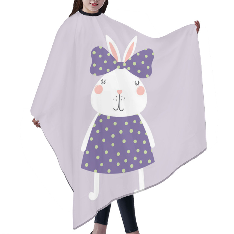 Personality  Hand Drawn Cute Funny Bunny Girl In Dress, With Ribbon. Hair Cutting Cape