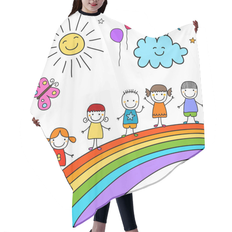 Personality  Kids On Rainbow Hair Cutting Cape