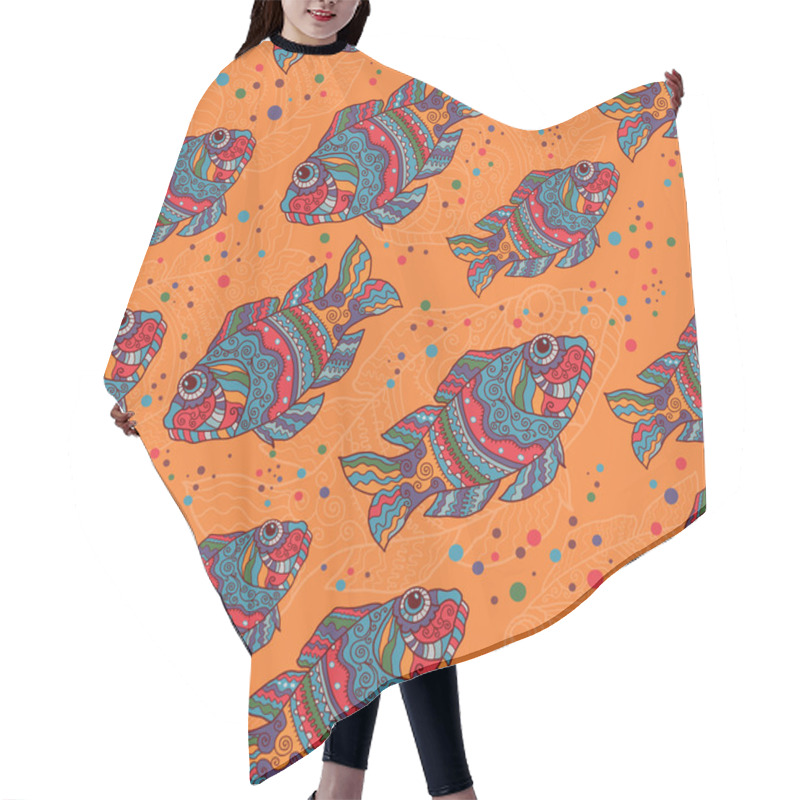 Personality  Motley Fishes Seamless Pattern Hair Cutting Cape