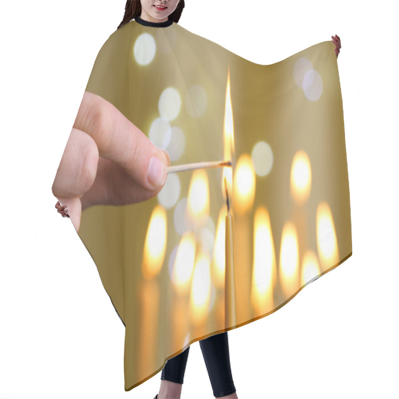 Personality  Hand Lighting Candle Hair Cutting Cape