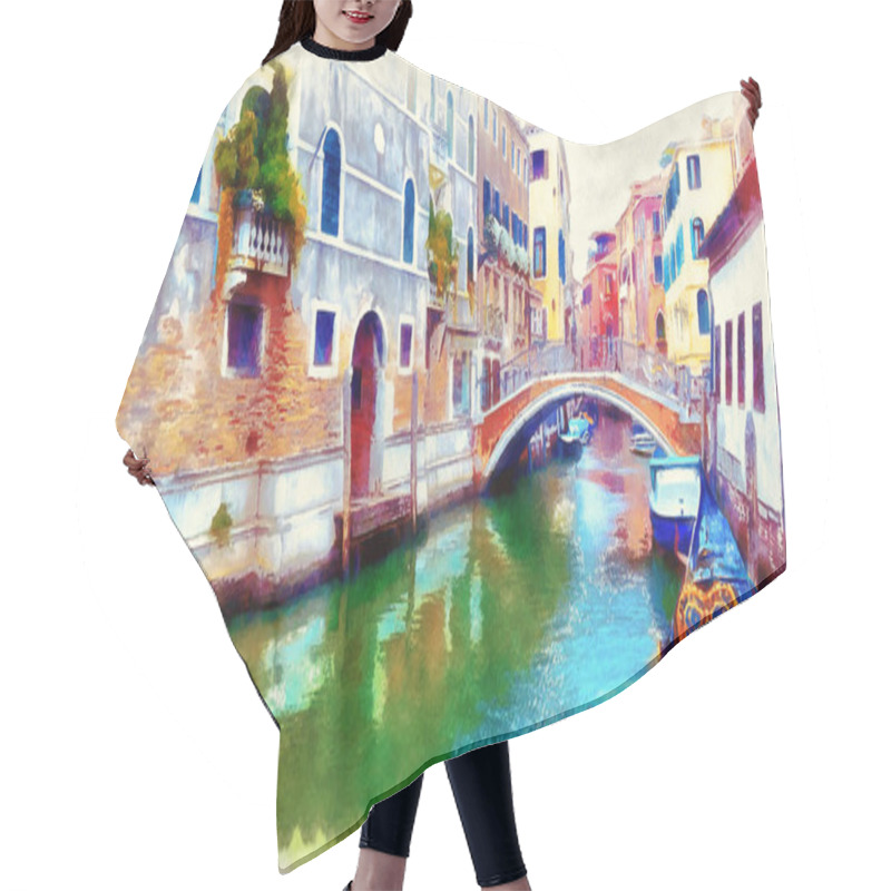 Personality  Romantic Scenery Of Venice, Italy. Computer Painting. Hair Cutting Cape