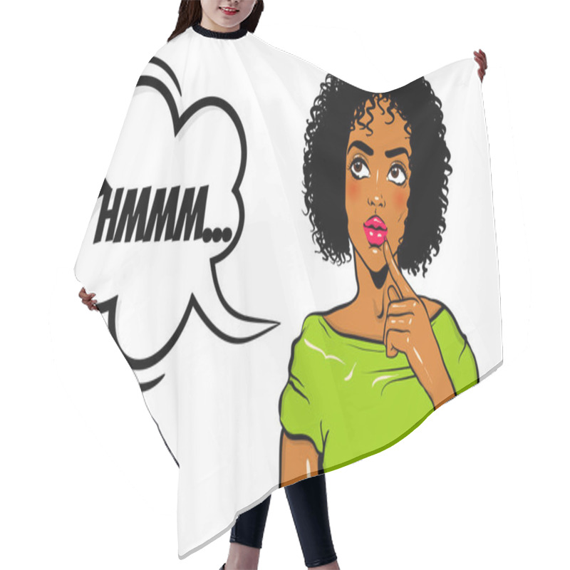 Personality  Black Woman Pop Art Wow Face Think Hmm Hair Cutting Cape