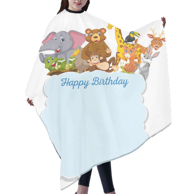 Personality  Happy Birthday Wild Animals Card Illustration Hair Cutting Cape