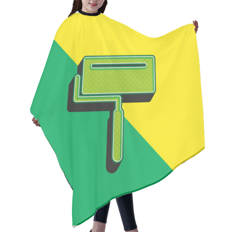 Personality  Big Paint Roller With Shine Green And Yellow Modern 3d Vector Icon Logo Hair Cutting Cape