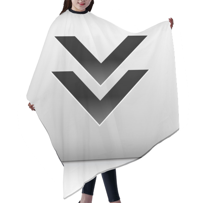 Personality  Stone Web 2.0 Button Download Symbol Arrow Sign. White Rounded Square Shape With Black Shadow And Gray Reflection On White Background. This Vector Illustration Created And Saved In 8 Eps Hair Cutting Cape