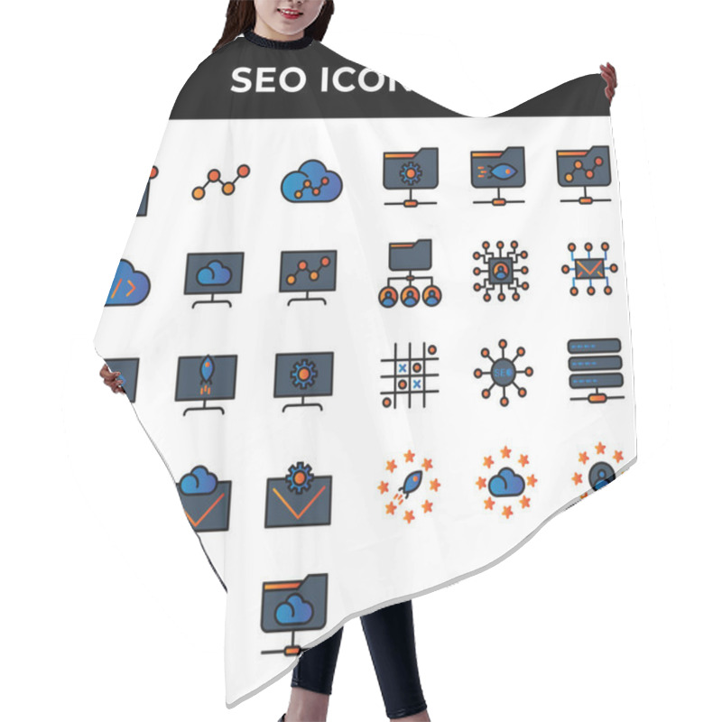 Personality  Search Engine Optimization Icon Set Include Clipboard,link,cloud,storage,computer,email,setting,folder Network,user,mail,data Base,rating,cloud Hair Cutting Cape