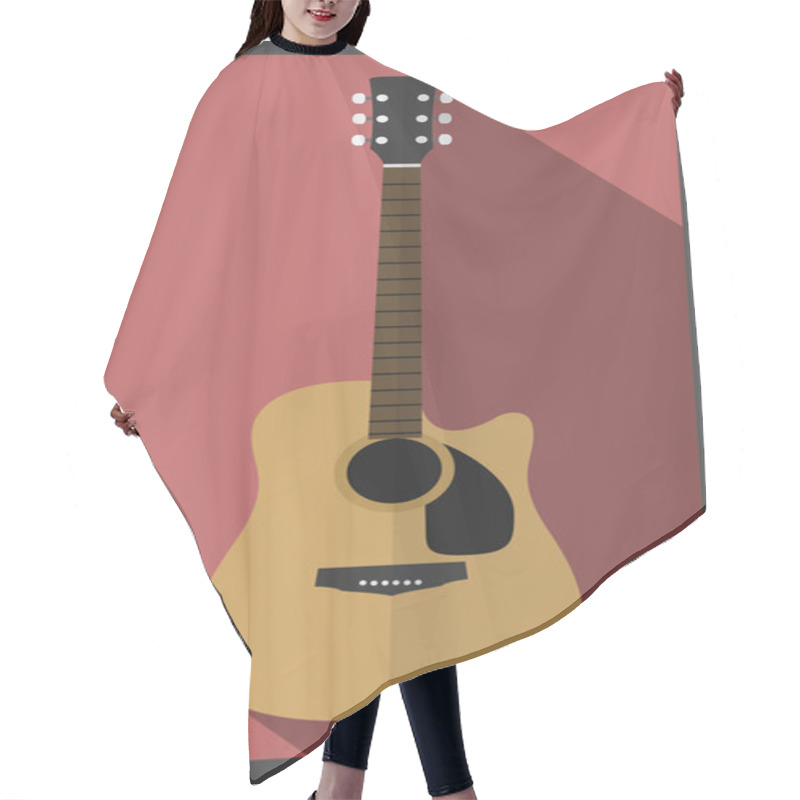 Personality  Acoustic Flat Guitar With Long Sharow. Hair Cutting Cape