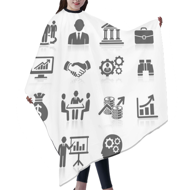 Personality  Business Icons, Management And Human Resources Set Hair Cutting Cape