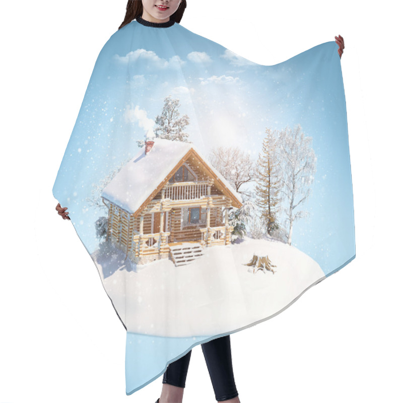 Personality  Log House On Snowdrift Hair Cutting Cape