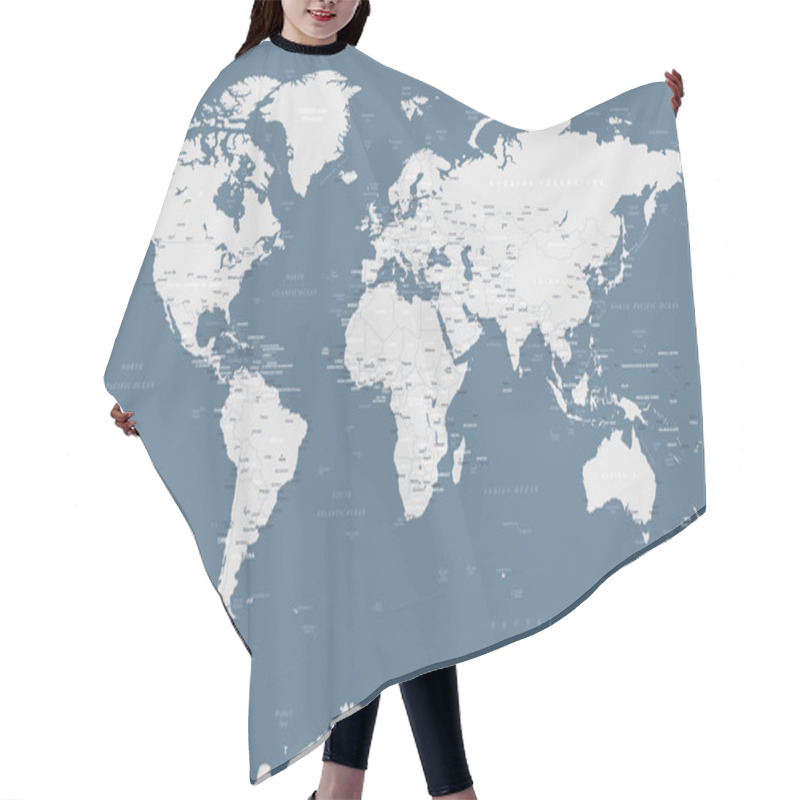 Personality  Political Grayscale World Map Vector Hair Cutting Cape