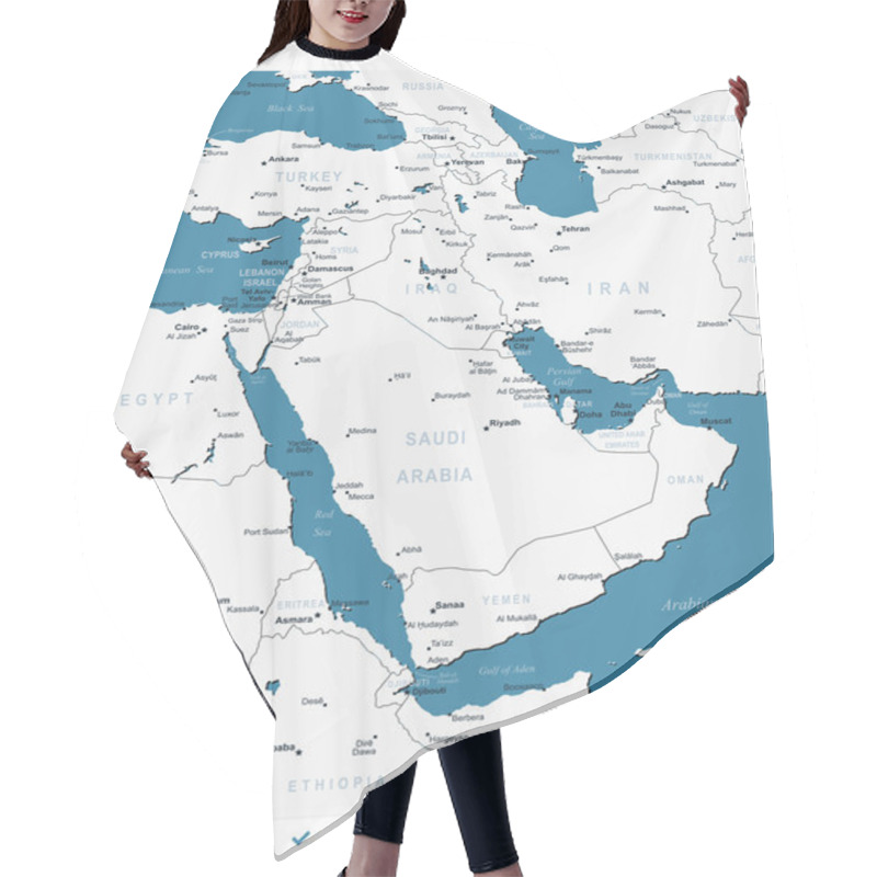 Personality  Middle East - Map And Navigation Labels - Illustration. Hair Cutting Cape