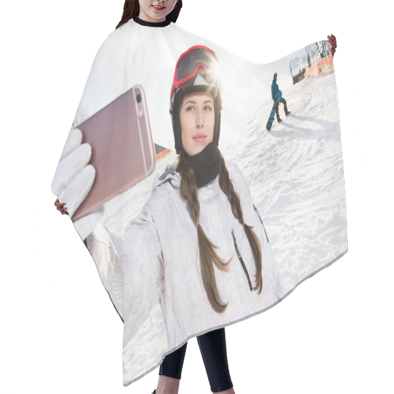 Personality  Snowboarder Taking Selfie Hair Cutting Cape