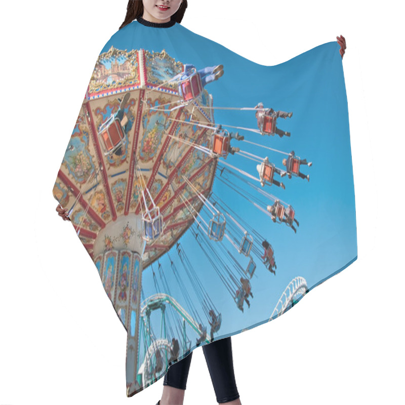 Personality  Action Photo Of Carousel On Blue Sky Hair Cutting Cape