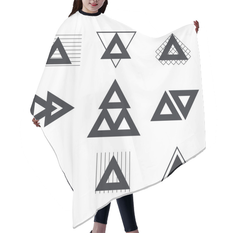 Personality  Set Of Geometric Shapes Triangles, Lines For Your Design. Trendy Hair Cutting Cape