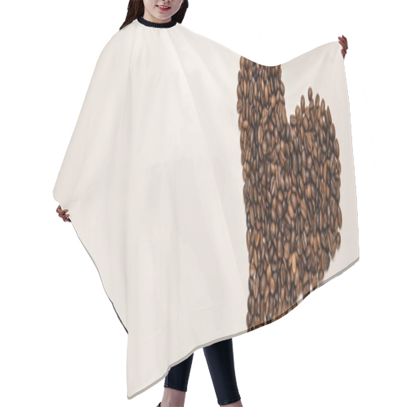 Personality  Top View Of Heart Made Of Coffee Grains On Beige Background, Panoramic Shot Hair Cutting Cape