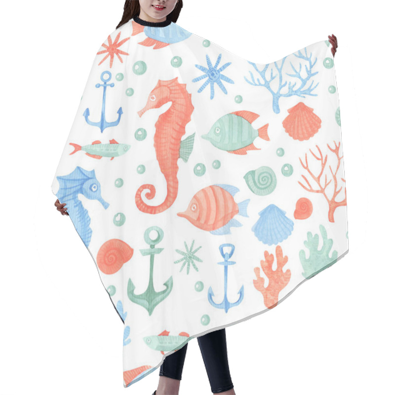 Personality  Bright And Stylish Sea Theme Background. Hair Cutting Cape