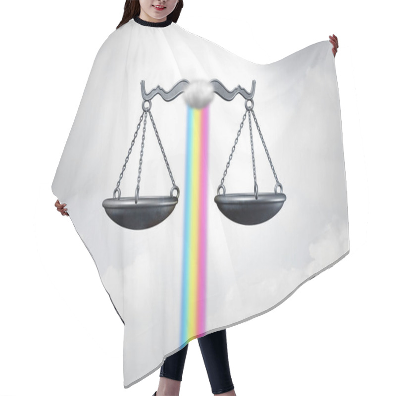 Personality  Diversity Justice Concept And Diverse Social Justice And Equal Rights Awareness Concept As A Rainbow For Civil Liberties And Racial Equality Laws And Government Minority Policy Symbol With 3D Illustration Elements. Hair Cutting Cape