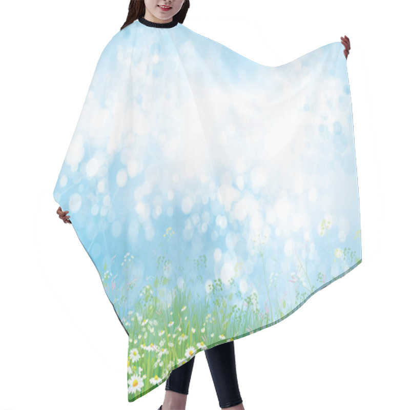 Personality  Chamomiles Field And Blue Sunny Sky Hair Cutting Cape