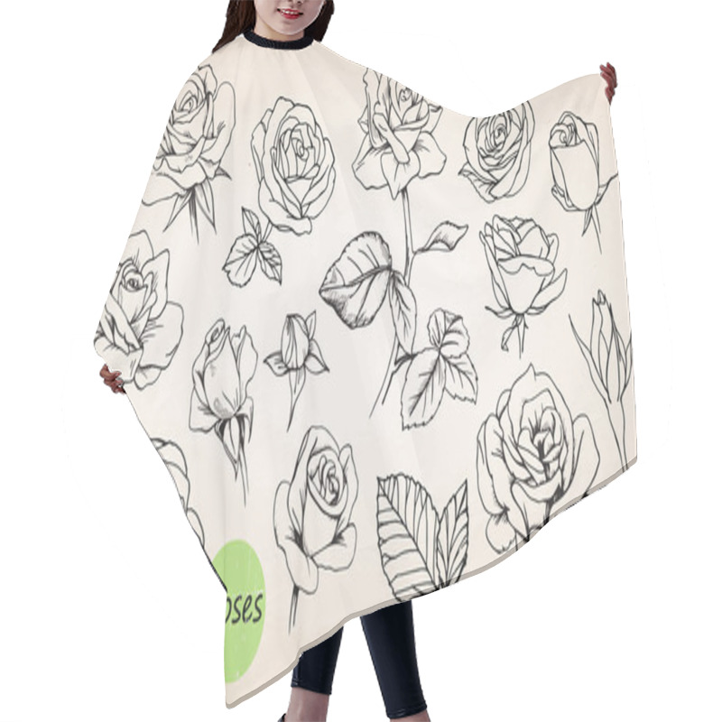 Personality  Set Of Hand Drawn Roses Hair Cutting Cape