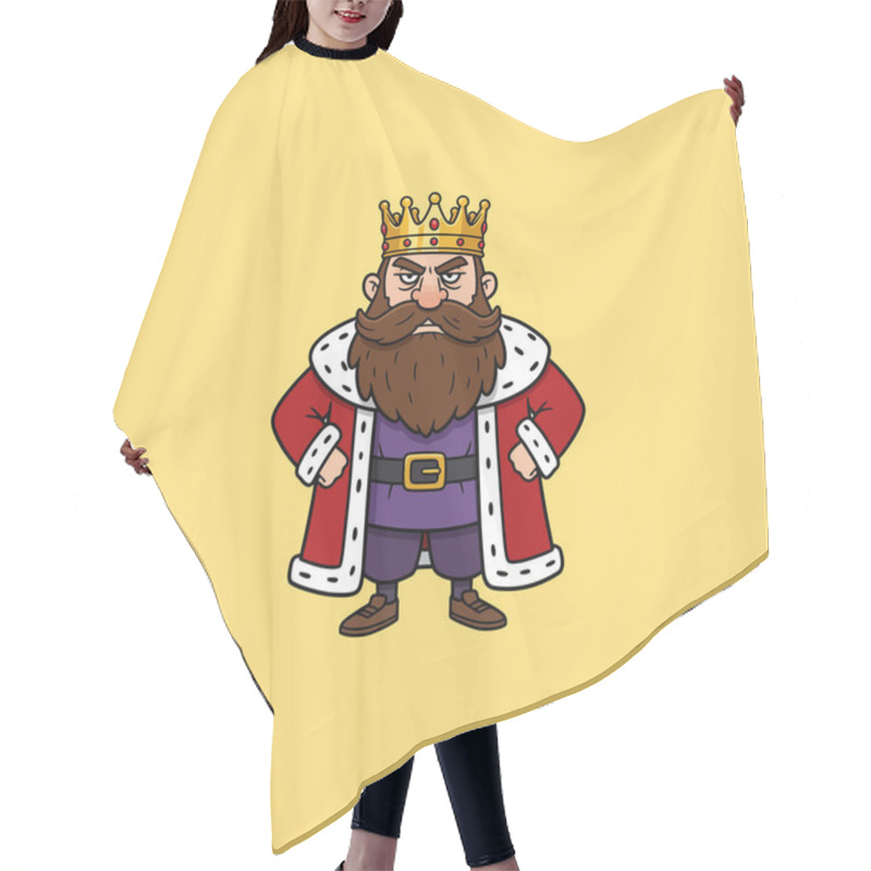 Personality  A Grumpy Cartoon King In A Red Robe And Gold Crown Perfect For Your Game Design Or Children's Book Illustration. Hair Cutting Cape