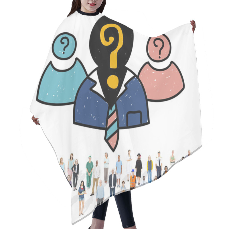 Personality  Group Of Diversity People Hair Cutting Cape