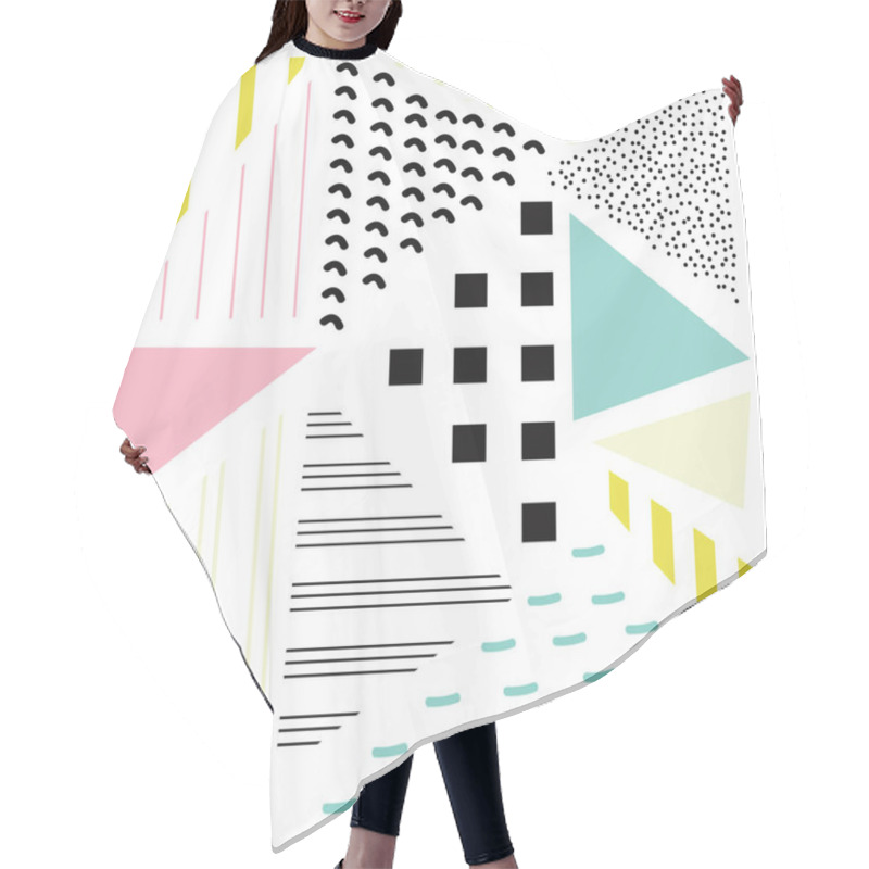 Personality  Abstract Geometric Doted Linear Triangle, Stylish Tiles With Different Ornament, Retro Illustration. Simple Background  Hair Cutting Cape