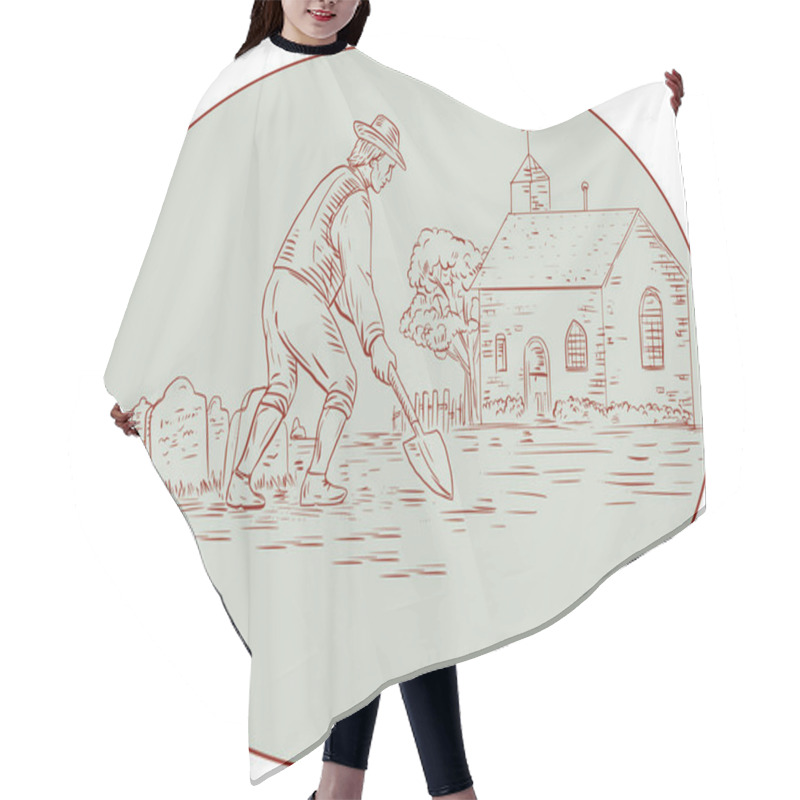 Personality  Medieval Grave Digger Shovel Oval Drawing Hair Cutting Cape