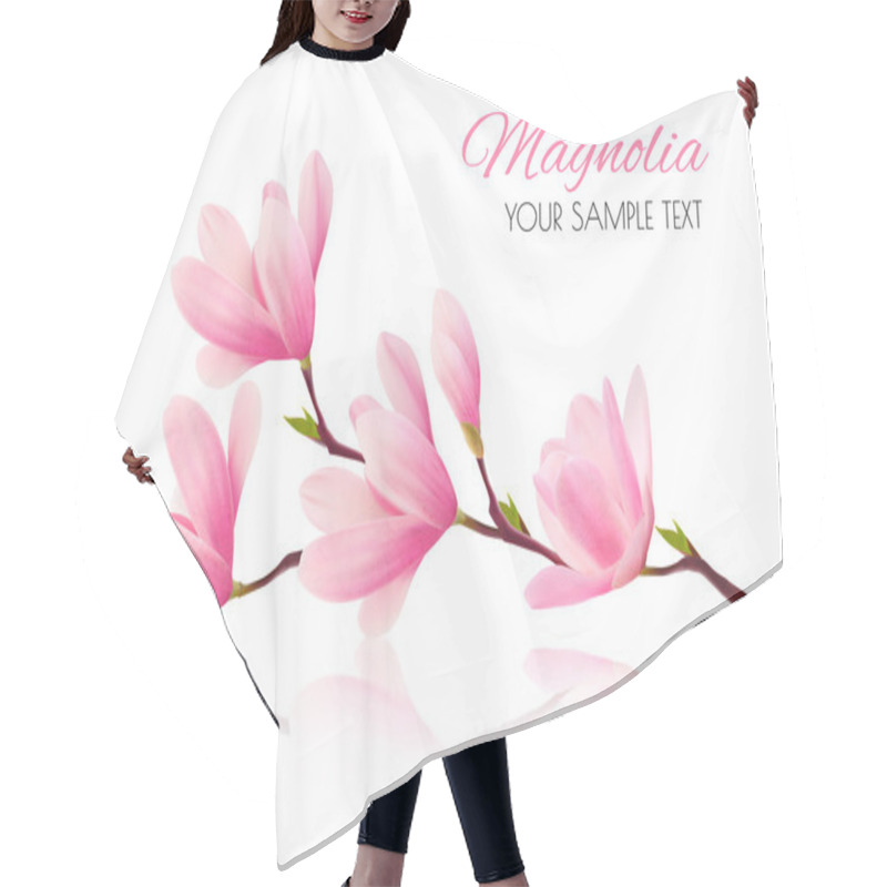 Personality  Flower Background With Blossom Branch Of Pink Magnolia. Vector Hair Cutting Cape