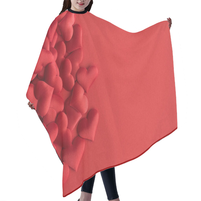 Personality  Love Concept Made Of Small Hearts Abstract On Red. Hair Cutting Cape