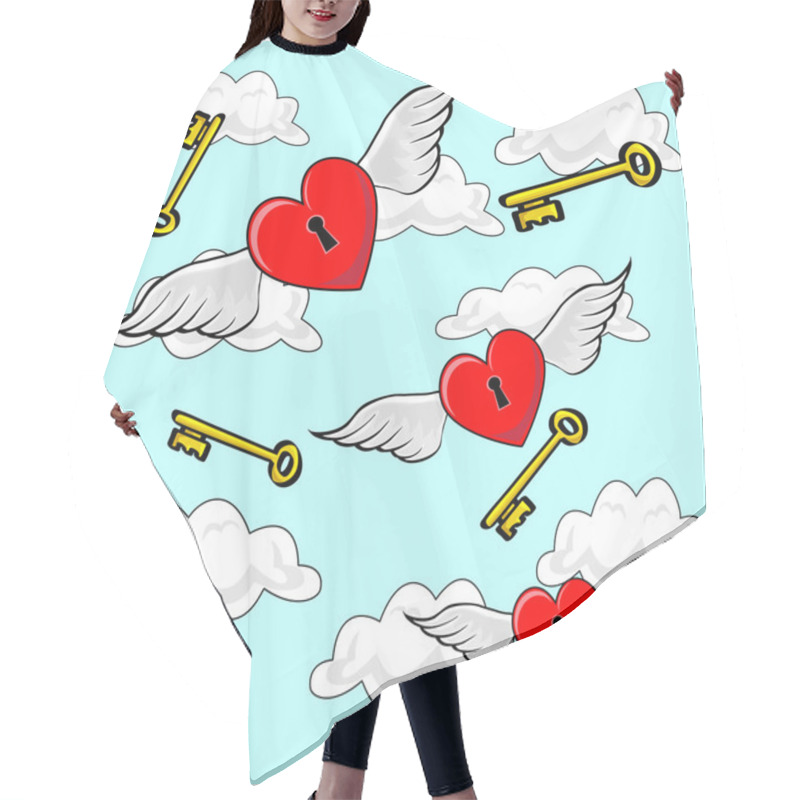 Personality  Heart Flying With Keys Hair Cutting Cape