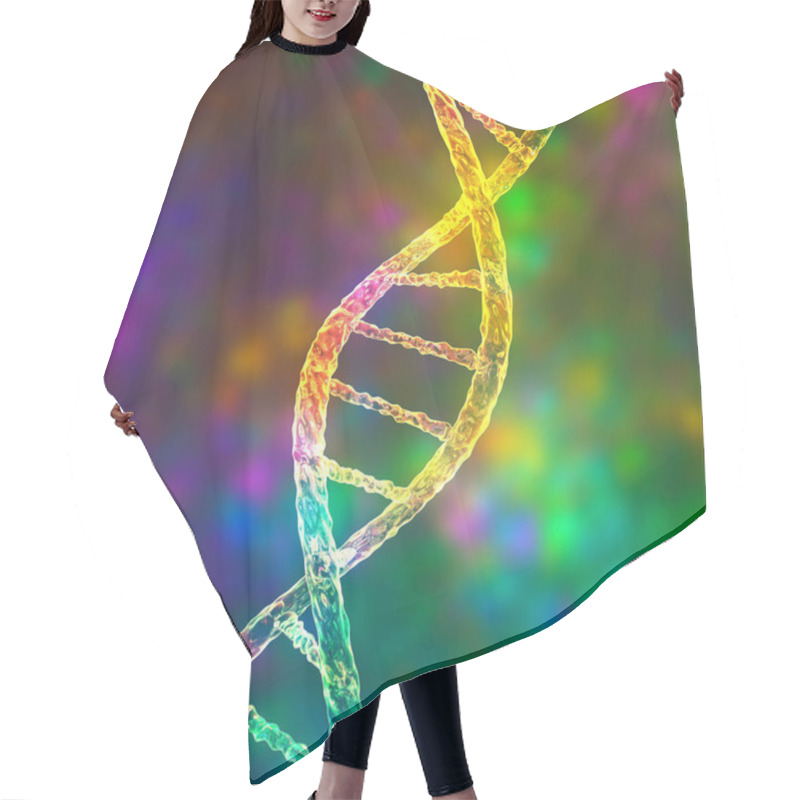 Personality  Molecule Of DNA, Double Helix, 3D Illustration. Gene Therapy, Genetic Mutation And Genetic Disorders Hair Cutting Cape