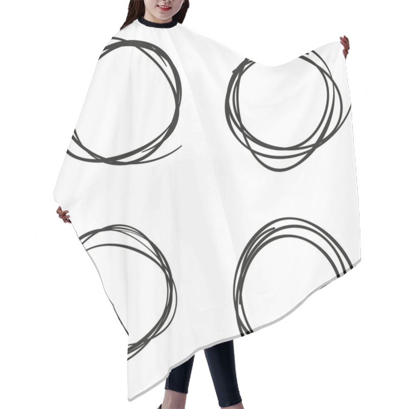 Personality  Set Of Hand Drawn Scribble Circles, Flat Design Hair Cutting Cape