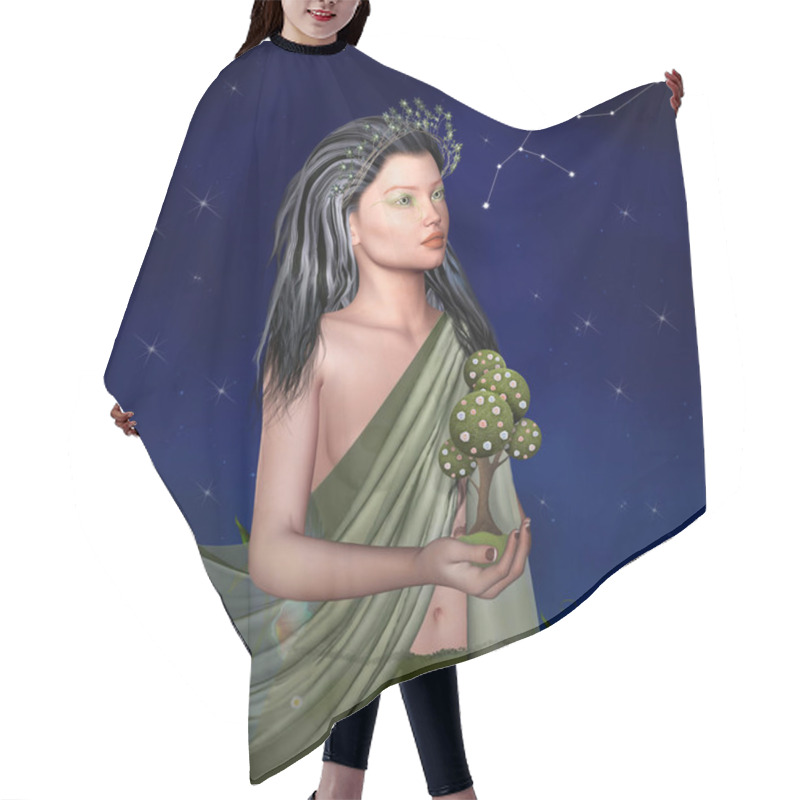 Personality  Virgo - Zodiac Sign Personification In A Surreal Way  3D Illustration Hair Cutting Cape