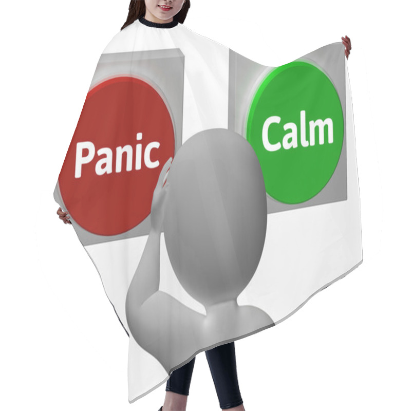 Personality  Panic Calm Buttons Show Worrying Or Tranquility Hair Cutting Cape