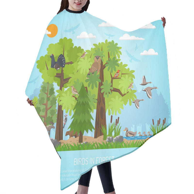 Personality  Poster Of Birds In Forest Hair Cutting Cape