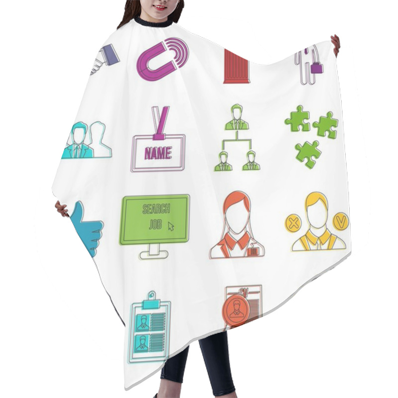 Personality  Human Resource Management Icons Doodle Set Hair Cutting Cape