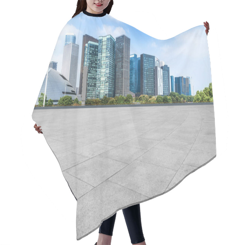 Personality  Blue Sky, Empty Marble Floor And Skyline Of Hangzhou Urban Archi Hair Cutting Cape