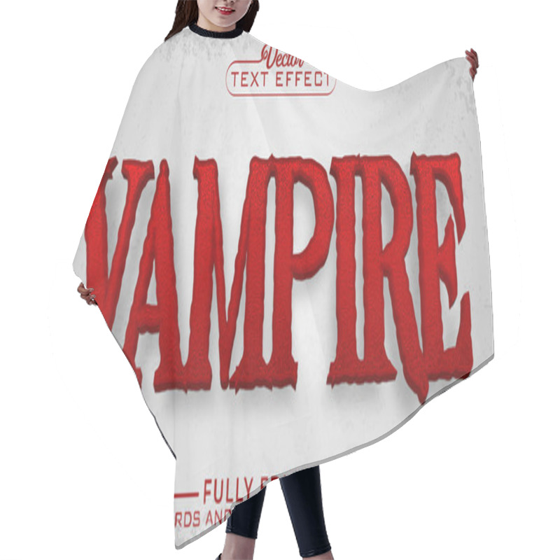 Personality  Horror Red Vampire Vector Editable Text Effect Template Hair Cutting Cape