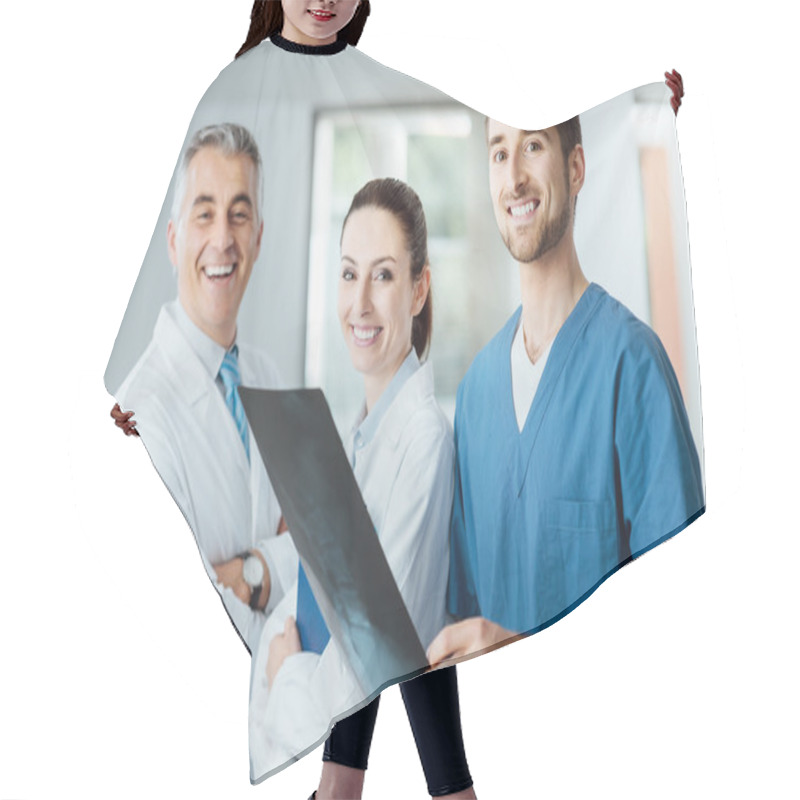 Personality  Medical Team Posing And Examining An X-ray Image Hair Cutting Cape