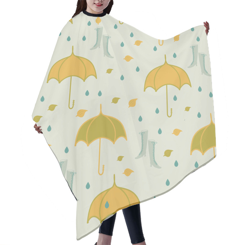 Personality  Seamless Autumn Pattern With Umbrella. Hair Cutting Cape